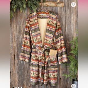 NATURAL LIFE Cozy Blanket Robe Mini Moose 🫎 SOLD OUT Faire Isle w soft NWT